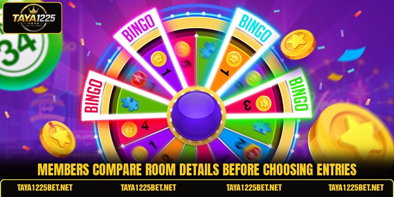 Members compare room details before choosing entries
