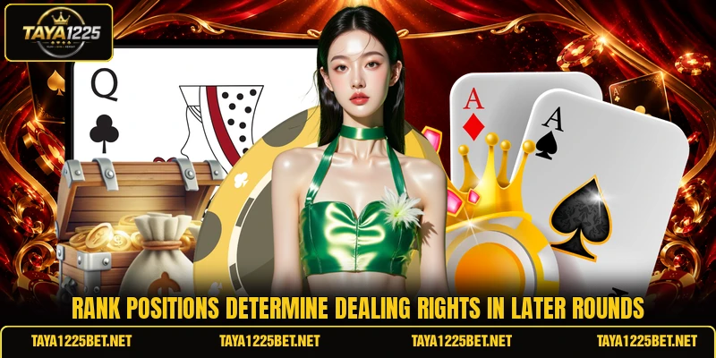 Rank positions determine dealing rights in later rounds